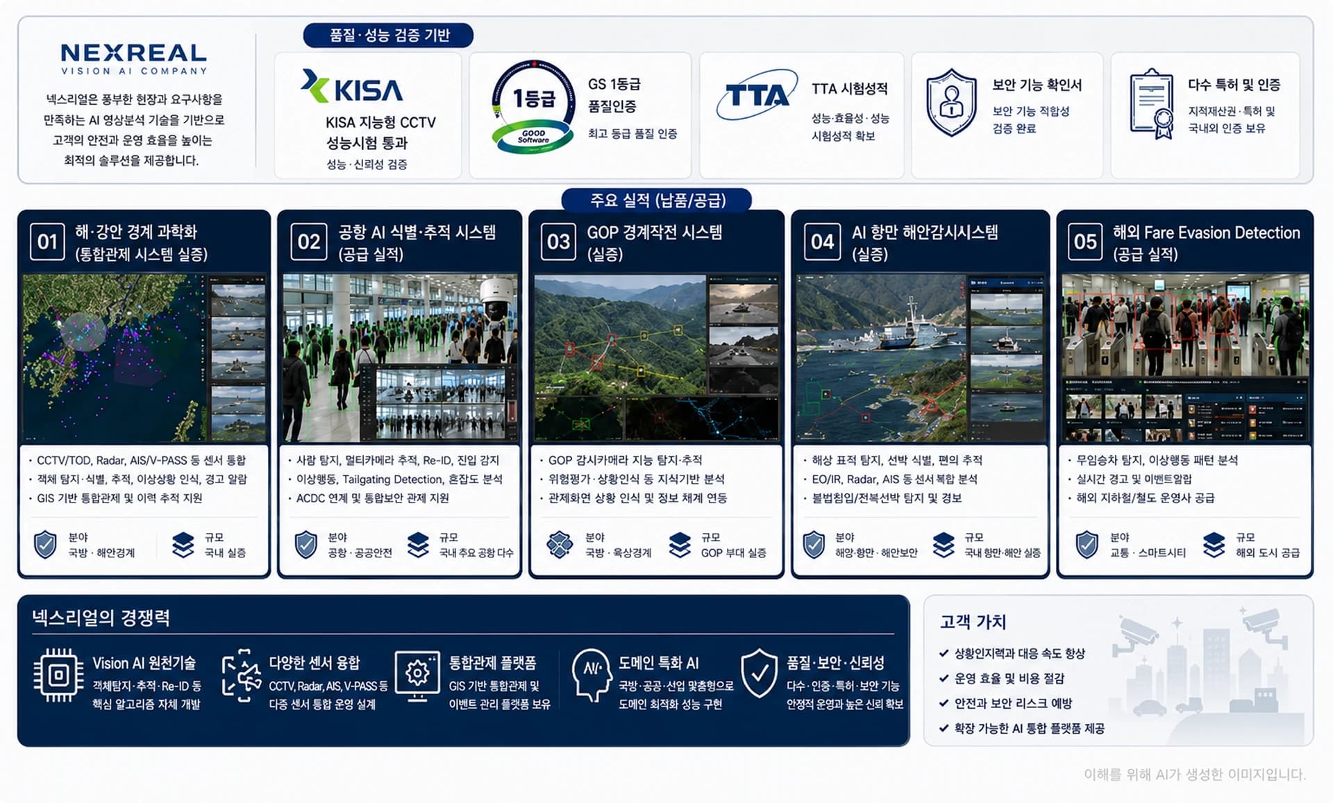 Proven AI References — Quality Verification·Major Projects, KISA·GS·TTA Certification·Defense·Airport·GOP·Port·Fare Evasion Detection
