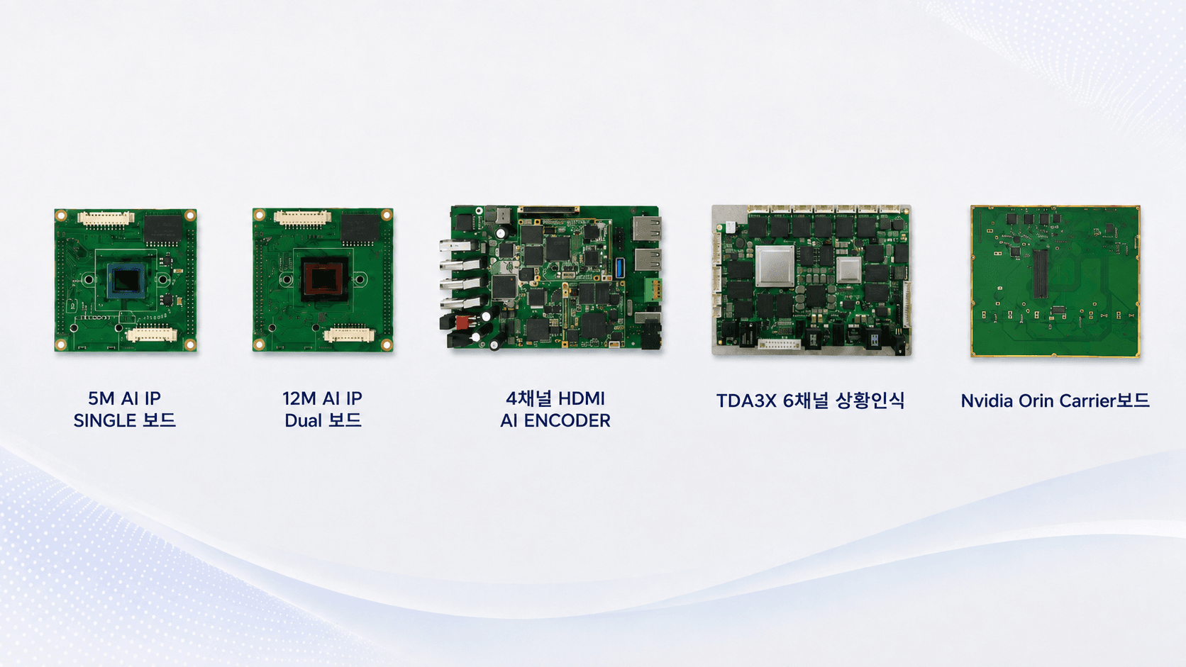 AI IP, 다채널 인코더, 상황인식, GPU 캐리어 등 응용 보드