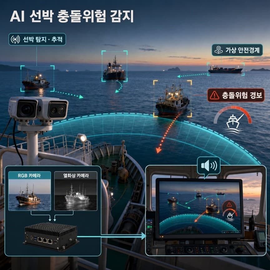 AI 선박 충돌위험 감지 — 선박 탐지·추적, 가상 안전경계, 충돌위험 경보