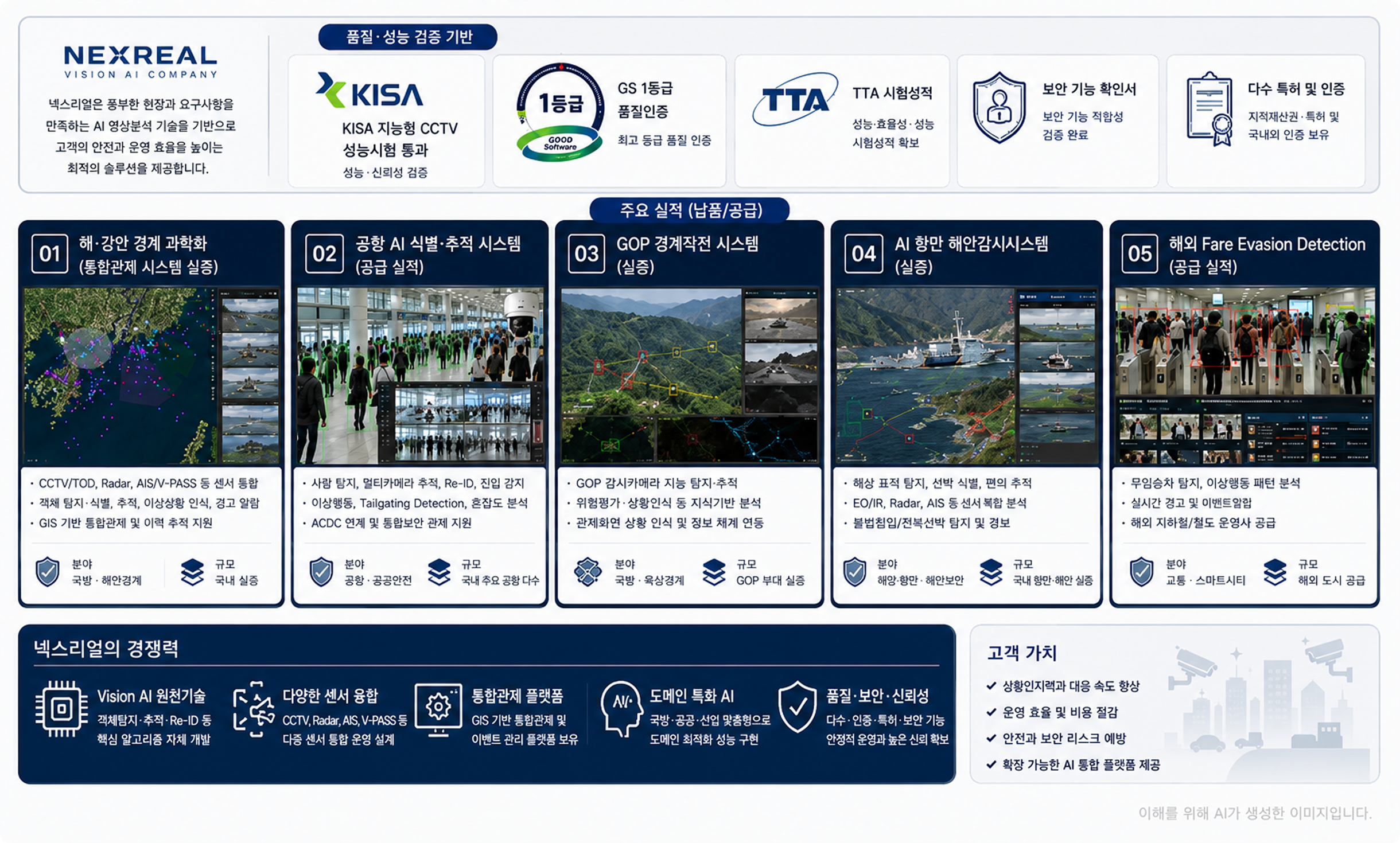 Proven AI References — Quality Verification·Major Projects, KISA·GS·TTA Certification·Defense·Airport·GOP·Port·Fare Evasion Detection